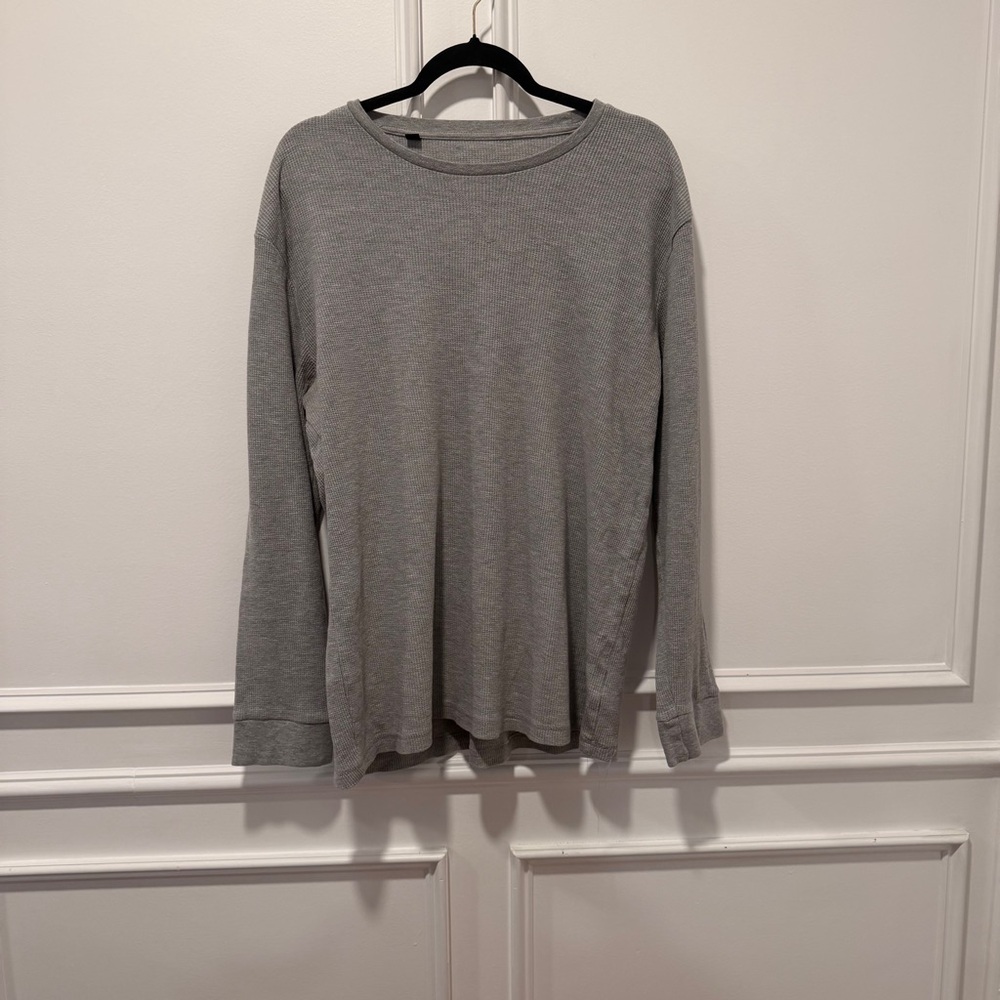Men's Size XL‎ Gray Thermal Long-Sleeve Shirt Waffle Knit Texture